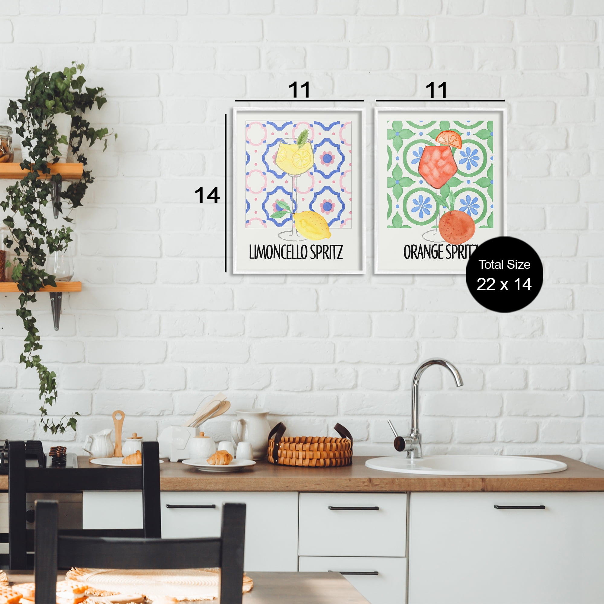 Stupell Industries Citrus Spritz On My Mind 2 Piece White Framed Giclee Art Set, design by Nina Jacobs