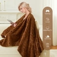 thumbnail image 5 of Walensee Wearable Blanket Sherpa Fleece Blanket, Fuzzy Super Soft Plush Shawl TV Throw Blanket with Pockets, Fluffy Warm Cozy Cape Wrap for Women Adults (Brown, 59” x 63”), 5 of 10