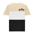 thumbnail image 5 of NoxwB Men's Colorblock LOS ANGELES Letter Printed T-Shirts Lighweight Comfy Regular Fit Crewneck Short Sleeve Pullover Tees Casual Fitness Sport Blouse Khaki L, 5 of 5