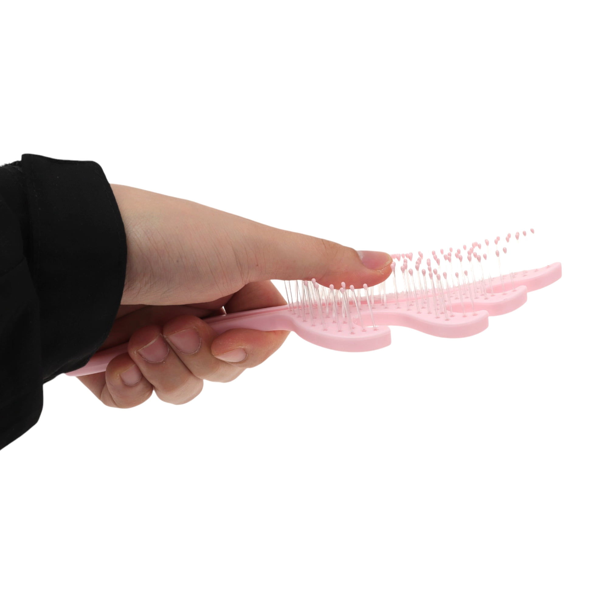 Unique Bargains 1 Pc Solid Flame Hollow Comb Hair Brush for All Hair Types Pink