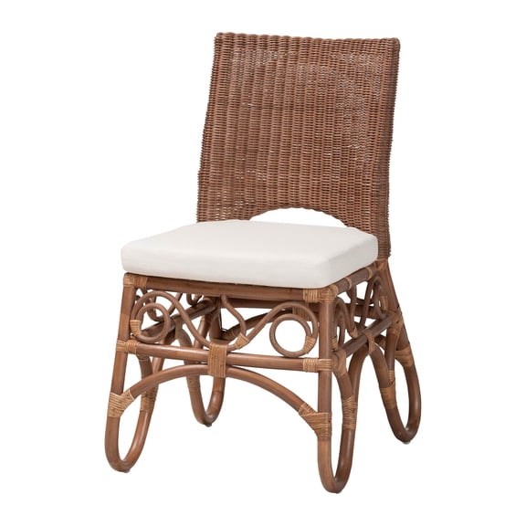 bali & pari Rivan Natural Rattan Dining Chair Handcrafted Wicker Accent Chair