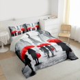 thumbnail image 3 of Homewish Valentine'S Day Theme Full Size Comforter Sets,Paris Eiffel Tower Bedding Comforter Set,Red Gray Bedding Sets For Kids,Luxury Bedroom Decor Reversible,3pcs, 3 of 8