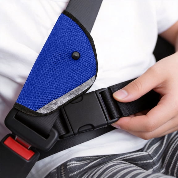 Car Seat Belt Holder,Universal Seat Belt Adjuster,Heavy-Duty Shoulder & Belly Protective Padding for Travel,Reusable Soft Breathable Car Seat Straps Pads,Fit for Youth,Adult,5.91x8.86 inch (Blue)