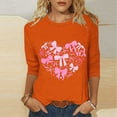thumbnail image 2 of RKSTN Valentines Gift 3/4 Length Sleeve Womens Tops Oversized Crewneck Valentine Day Loves Heart Graphic Print Short Sleeve T Shirt Womens Casual Plus Size Round Neck Three Quarter Sleeve Tee Shirt, 2 of 6
