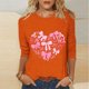 thumbnail image 2 of RKSTN Valentines Gift 3/4 Length Sleeve Womens Tops Oversized Crewneck Valentine Day Loves Heart Graphic Print Short Sleeve T Shirt Womens Casual Plus Size Round Neck Three Quarter Sleeve Tee Shirt, 2 of 6