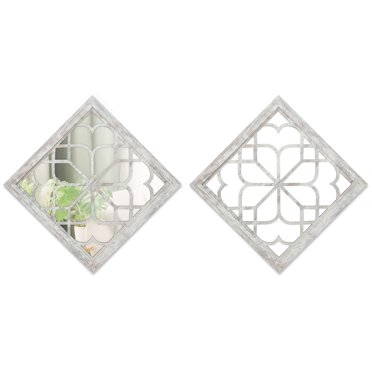Patton Wall Decor Graywash Wood Plank Square Wall Accent Mirror