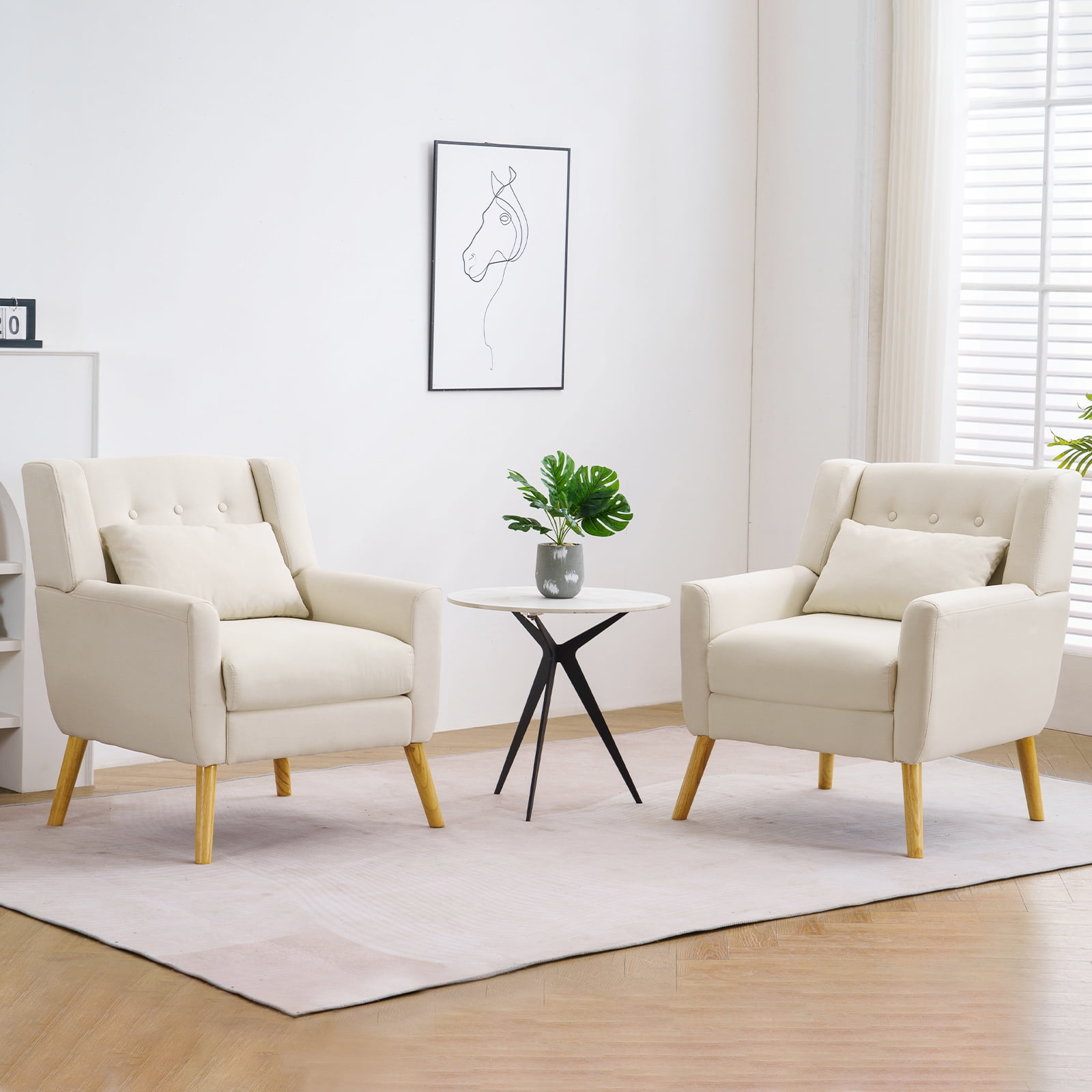 MidCentury Modern Accent Chair Set of 2,Tufted Living Room Chair Set