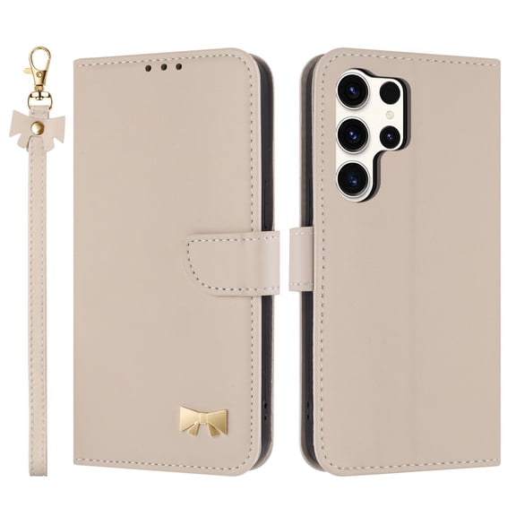 for Samsung Galaxy S26 Ultra Wallet Case, Magnetic Closure & Adjustable Kickstand & Card Slots & Shoulder Strap & Wrist Strap Full Body Protection Rugged Phone Case for Galaxy S26 Ultra, Apricot