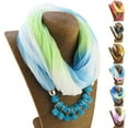 thumbnail image 1 of Trayknick Foulard pour Femme Été Dégradé Coloré Respirant Doux Résistant au Soleil Léger Pierres en Résine Pendentif Foulard Collier Foulard Tenue d'Extérieur Rouge, 1 of 13