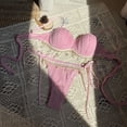thumbnail image 4 of Delconic Women Two Piece Swimsuit Pleated Bikini Set with Adjustable Straps and Decorative Tassel Trim for Beachwear Swimwear, 4 of 8
