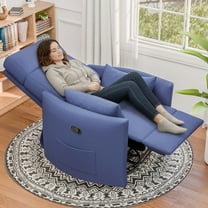 Homall 360° Swivel Nursery Recliner Power Swivel Rocker Recliner Chair with 2 Pillows Comfy High Back Adult Glider Rocker for Living Room,Loop Yarn Blue