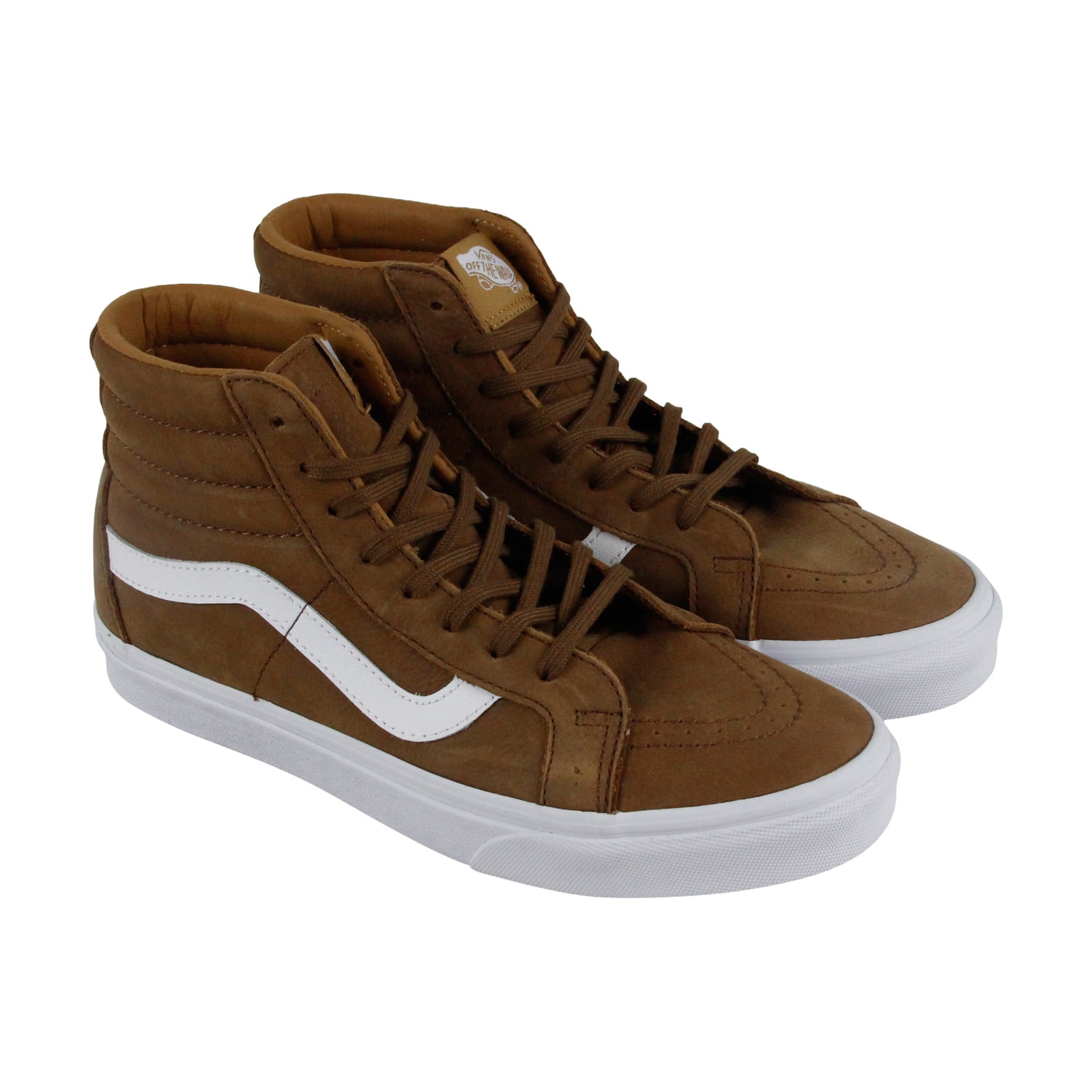Vans Sk8 Hi Reissue Mens Brown Leather High Top Lace Up Sneakers Shoes