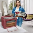 thumbnail image 4 of Sorbus Jumbo Storage Bins with Metal Frame Stackable Foldable Clothes Organizer Bags Oxford Fabric & Clear Window & Handles- 4Pk, 4 of 7