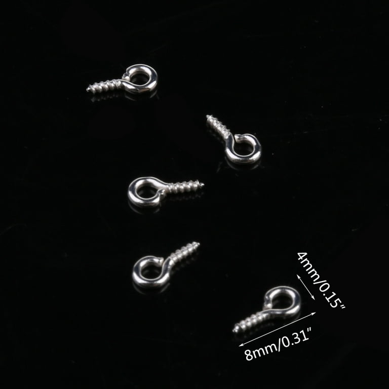 Techinal 600 Mini Screw Eye Pin Peg Jewelry Small Screw Eye Pins, Eye pins  Hooks, Eyelets Screw Threaded Silver Clasps Hooks Eye Screws 