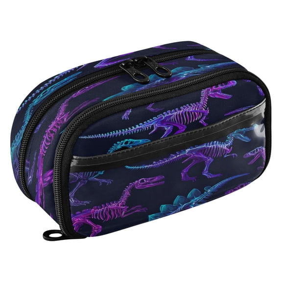 Large Pencil Pen Case Capacity PVC Pencil Pouch Makeup Bag for Women Man, Holographic DinosaurgPrinted
