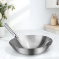 thumbnail image 1 of WEUVEB 1Pack Wok Kitchen Utensil Stainless Steel with Grill Heating Function for Daily Use Silver, 1 of 8