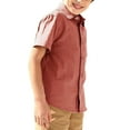 thumbnail image 2 of Short Sleeve Solid Color Boys Casual Button Blouse Kids Children Lapel Cotton Tops with Pocket for 5-14 Years, 2 of 7