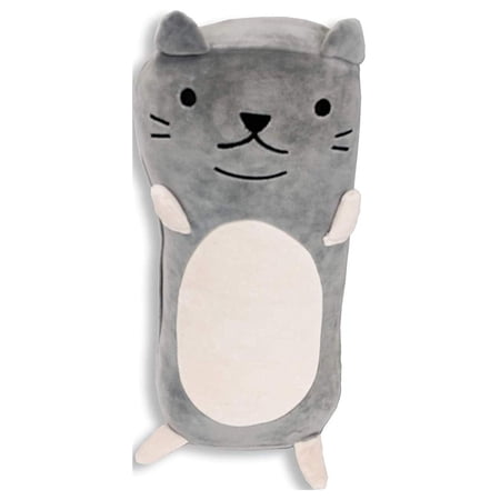 Adorable Large Stuffed Animal Plush Huggable Cat Pillow for Kids (18  x 6 )- Grey price history on PriceWatchPro