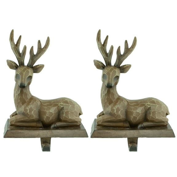 Northlight Set of 2 Brown Reindeer Christmas Stocking Holders 7.25"