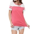thumbnail image 5 of STARVNC Women Stripe Splice Short Sleeve Crew Neck Shirt, 5 of 6