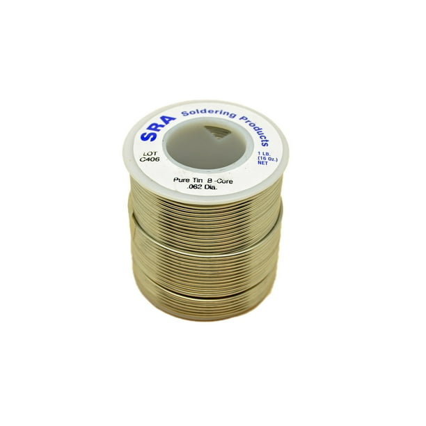 Lead Free Acid Flux Core Solder, Pure Tin .062Inch, 1Pound Spool