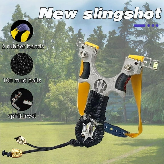 Professional Slingshot Kit for Adults, Outdoor High Velocity Catapult Fishing Hunting Slingshot with 100 mud Balls and 2 Rubber Bands
