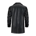 thumbnail image 3 of Men's Mid-Length Single-Breasted Lapel Coat, Vintage Simple Casual PU Leather Jacket, 3 of 12