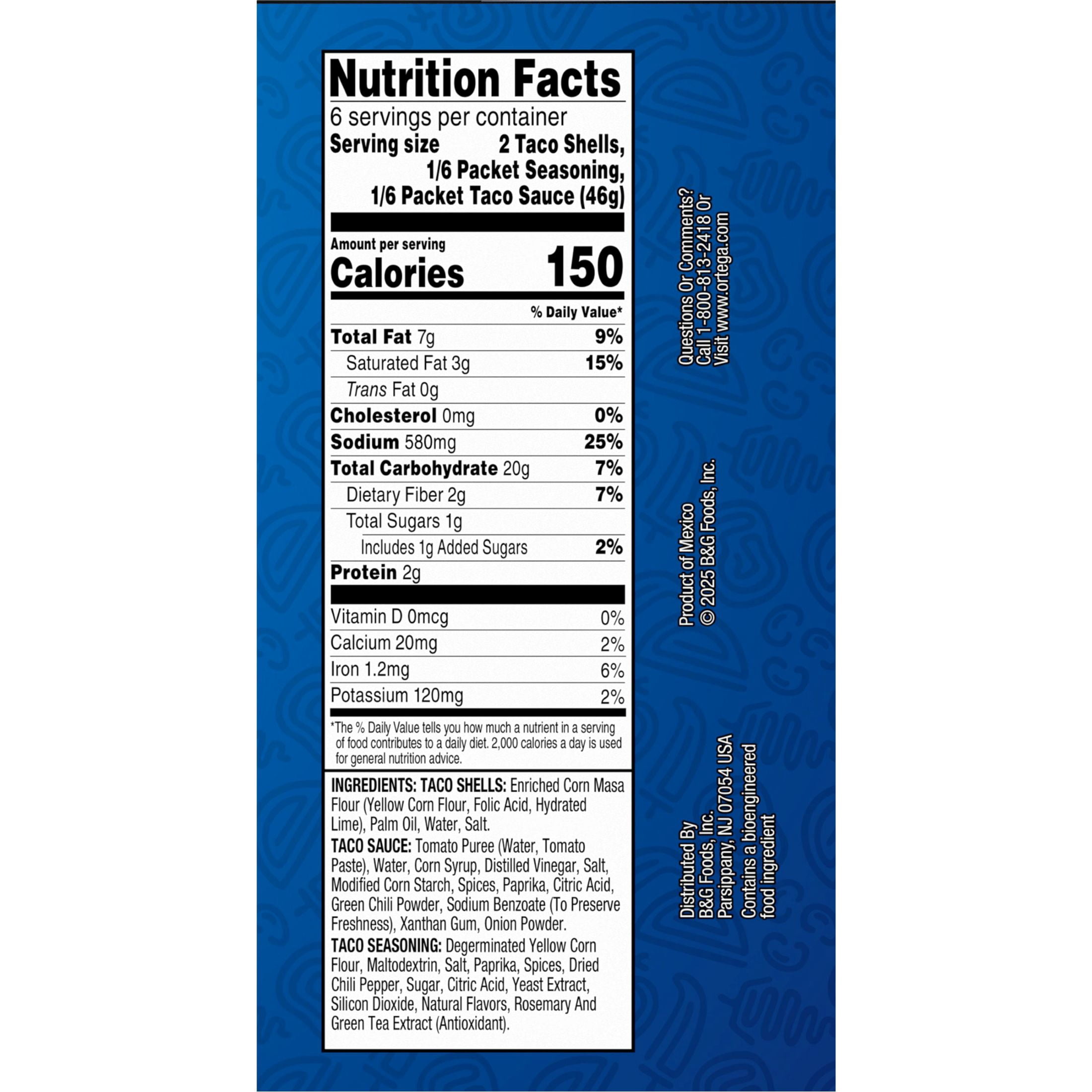 Ortega Fiesta Flats Flat Bottom Taco Shells Kit 9.6 oz