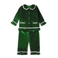 thumbnail image 1 of Pijamas de Navidad para niños y niñas, pijamas rojos de algodón suave con volantes, traje de dormir con botones de Navidad, ropa de dormir de manga larga con volantes, 1 of 4
