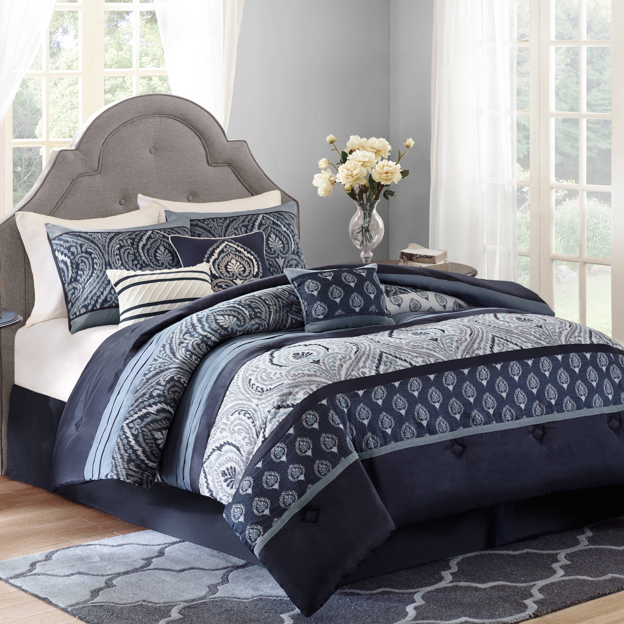 Better Homes Gardens Full Paisley Indigo Comforter Set 7 Piece