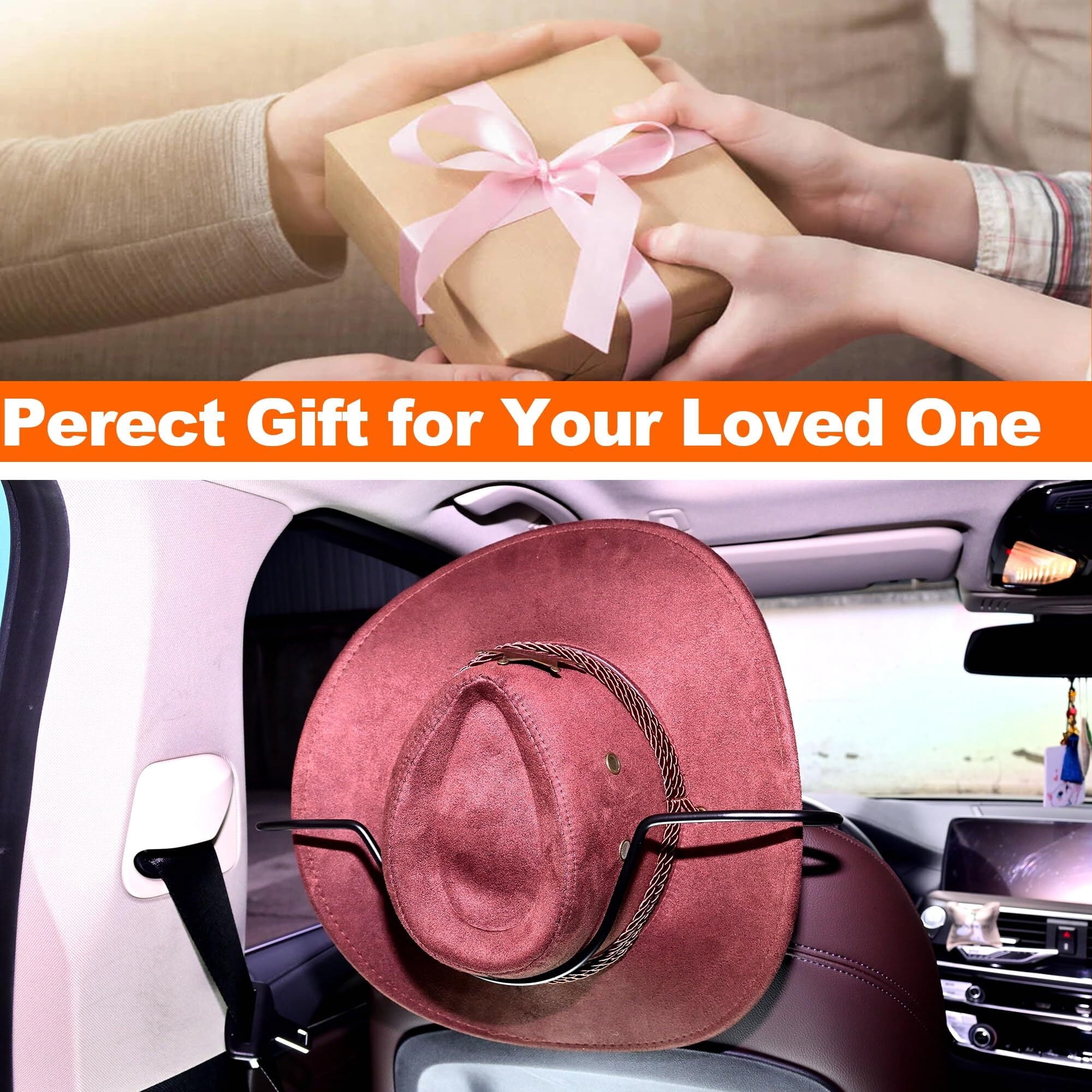 Cowboy Hat Holder for Truck, Car Hat Holder, Cowboy Hat Rack for Truck Suv Car Coat Hanger Hard Hat Holder for Truck Seat Car Accessories