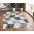thumbnail image 5 of 8' X 11' Beige Brown and Gray Checkered Area Rug, 5 of 10