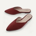 thumbnail image 4 of Hawkwell Women's Backless Slip on Slides Loafer Shoes Flats Comfortable Pointed Toe Mules，Claret Suede 8 M US, 4 of 5