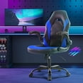 thumbnail image 3 of EDX Ergonomic Gaming Chair with PU Leather, Adjustable Swivel Computer & Office Desk Chair with Flip-Up Armrests, Blue, 3 of 9