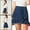 Blue, variant on Women's Ruffle Hem Button Mini Denim Jeans Skirt S Light Blue