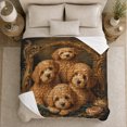 thumbnail image 4 of Four Adorable Brown Poodle Puppies Oil Painting autumn celebration, Warm Flannel Blanket for Living Room and Bedroom, Cozy Pet Portrait Pattern, Dog Lovers autumn celebration Gift, 4 of 7