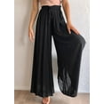 thumbnail image 4 of Pants for Women Casual Elastic Waist Wide Leg Pants with Pockets Black XL, 4 of 8