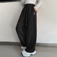 thumbnail image 5 of NOLDARES Girls Baggy Sweatpants Wide Leg Drawstring Elastic Waist Sweat Pants Straight Trackpant Kids Y2K Cute Joggers(W102-Black), 5 of 5