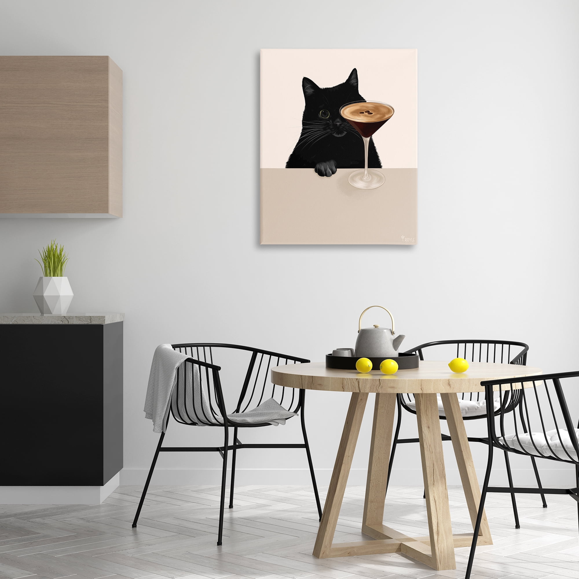 Stupell Industries Cat & Espresso Martini Food & Beverage Painting Gallery Wrapped Canvas Art Print Wall Art, 30 x 40