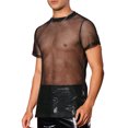 thumbnail image 4 of INSPIRE CHIC Glitter Mesh Sheer T Shirt for Men's Round Neck Short Sleeve See Through Party Tee Tops, 4 of 5