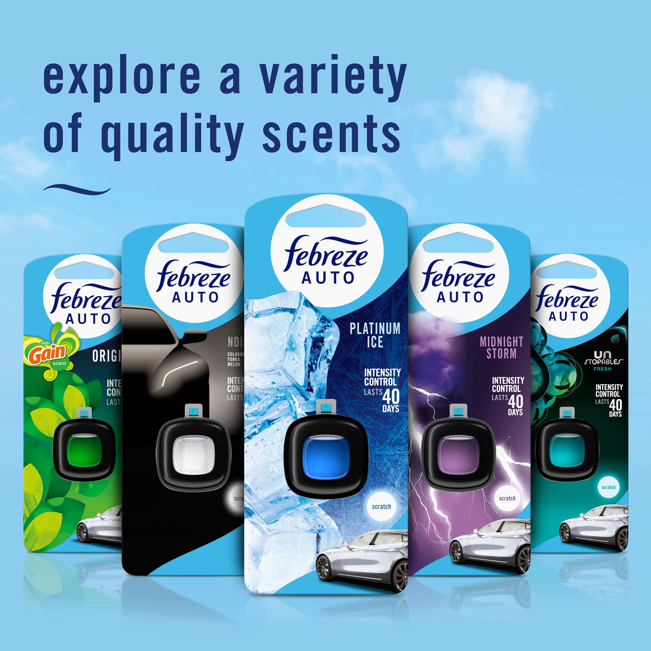 Febreze Auto Air Freshener, Car Vent Clip, Vanilla Bean, 2 Count