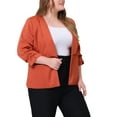 thumbnail image 4 of Agnes Orinda Women's Plus Size Blazers Lapel Collar Open Front 3/4 Sleeve Wear-to-Work Jackets 3X Caramel, 4 of 5
