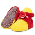 thumbnail image 2 of Anti-Slip Sole, Fleece Baby Booties, Newborn Home Booties, Sweat Proof Organic Cotton Lining, Yellow Red, 2 of 5