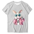 thumbnail image 3 of lcziwo Sales for Today on Walmart Happy Easter Shirts for Women Novelty Graphic Tee Tops 2025 Summer Casual Round Neck Short Sleeve T-Shirt Vacation Outfits Gray XL, 3 of 5