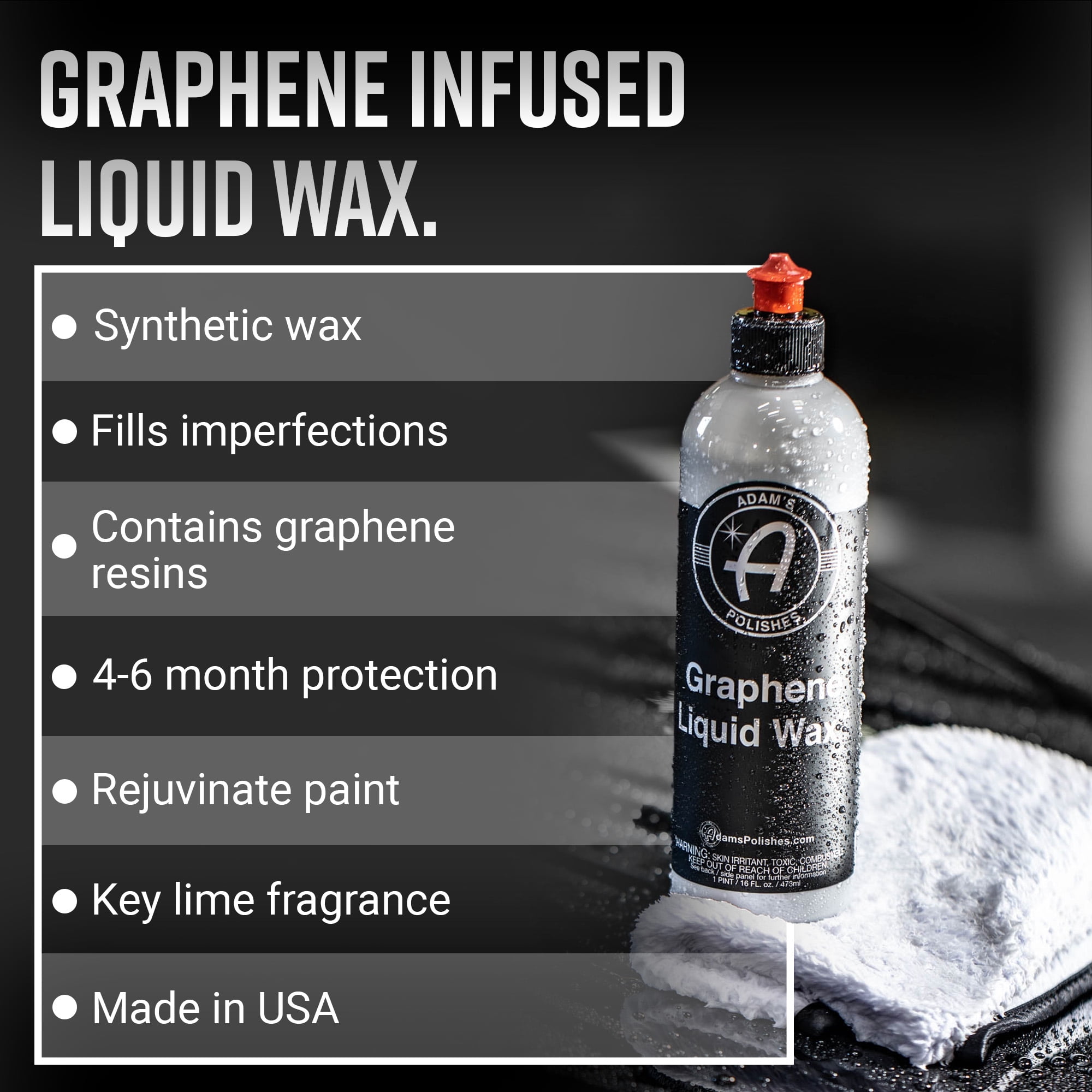 (2 pack) Adam's Polishes Graphene Liquid Wax, 16oz