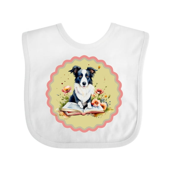 Inktastic Border Collie Book Lover Girls Baby Bib