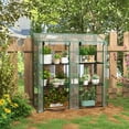 thumbnail image 2 of Lean-to Greenhouse, Portable Greenhouse with 3 Tier Shelves, 2 Roll-Up Zippered Doors, 56.3" x 18.1" x 59.4", Clear, 2 of 11