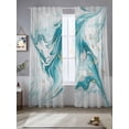 thumbnail image 2 of White Teal Marble Sheer Curtains 84 Inch Length 2 Panels Set, Modern Abstract Art Marble Fluid Voile Window Treatment Rod Pocket Curtains Sheers Drapes for Bedroom/Living Room/Kitchen 52"x84"x2, 2 of 7