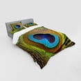 thumbnail image 3 of Peacock Duvet Cover Set, Bird Feather Eye Shape Close up Picture Exotic Wildlife Themed, Bedding Set with Shams and Fitted Sheet, 3 Sizes, by Ambesonne, 3 of 3