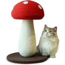Cat Scratching Post Full Sisal Wrap Cat Tree Cute Mushroom Cat Tower Scratcher for Indoor Cats 19.7Inch